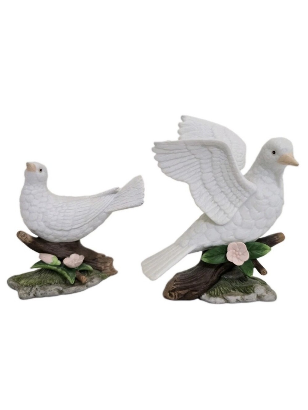 vintage 2003 HOME INTERIORS homco White Porcelin Serene Doves 14046-03 set of 2